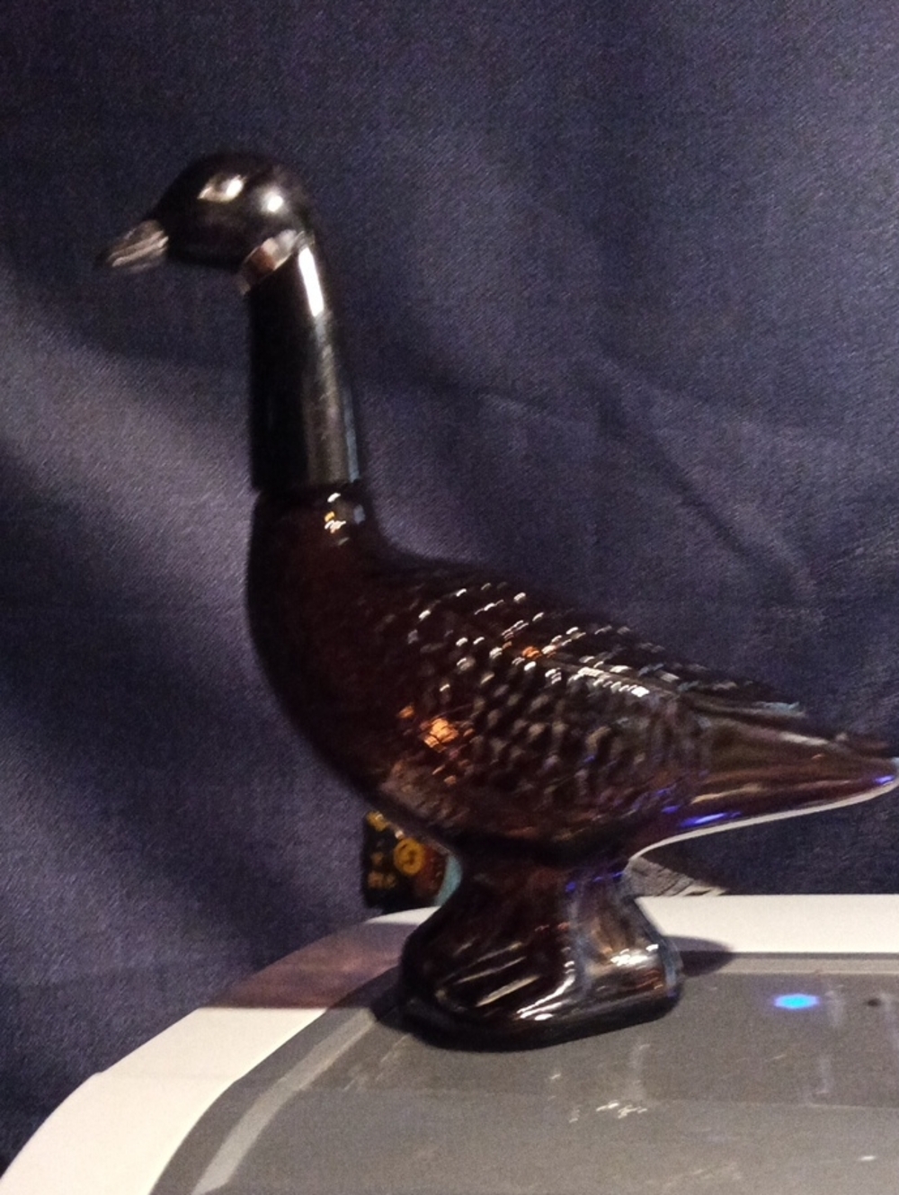 Vintage 70's Avon Black Glass Goose Cologne Bottle